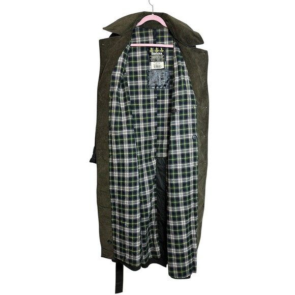 Barbour Vintage Double Breast Belted Long Trench Coat C44/112CM Waxed Cotton XL - Picture 5 of 10
